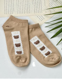 جوراب زنانه ساق کوتاه خرسی فری سایز قهوه ای