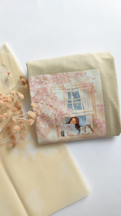 تیشرت زنانه نخ پنبه فری سایز طرح دختر بهار