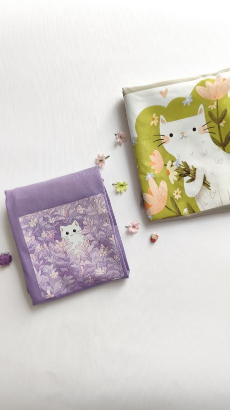 تیشرت زنانه نخ پنبه فری سایز طرح گربه کیوت