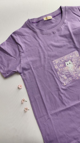 تیشرت زنانه نخ پنبه فری سایز طرح گربه