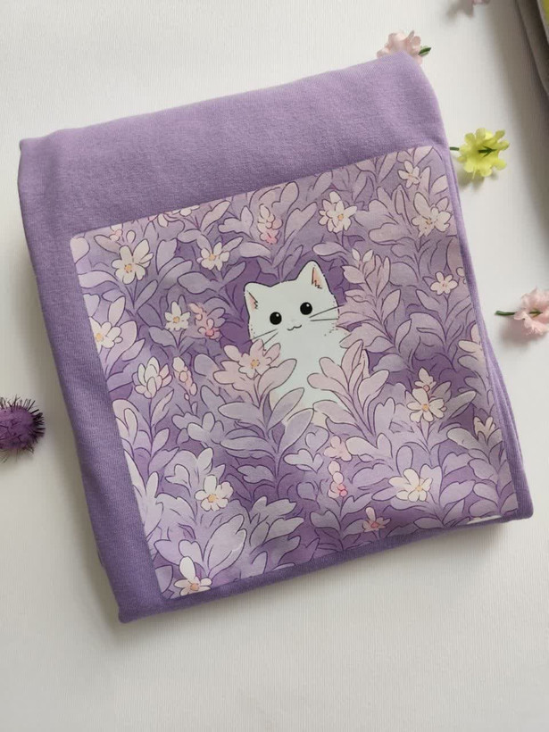 تیشرت زنانه نخ پنبه فری سایز طرح گربه