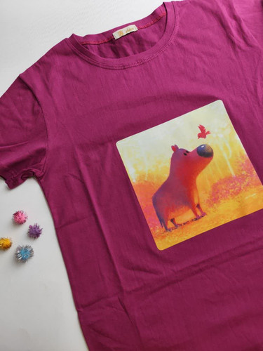 تیشرت زنانه نخ پنبه فری سایز طرح سگ رنگ بنفش