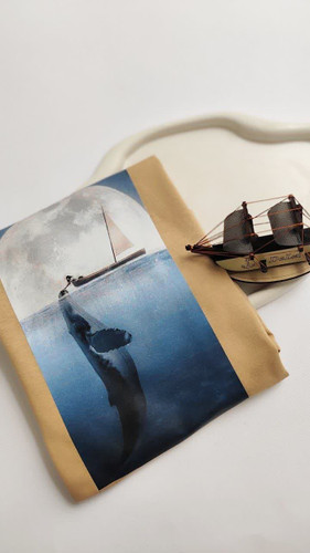 تیشرت زنانه نخ پنبه فری سایز طرح نهنگ