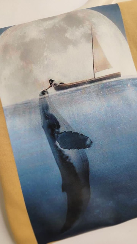 تیشرت زنانه نخ پنبه فری سایز طرح نهنگ