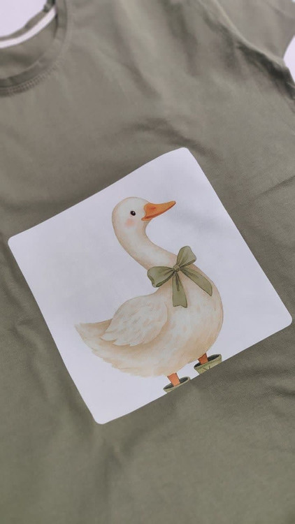 تیشرت زنانه نخ پنبه فری سایز طرح مرغابی