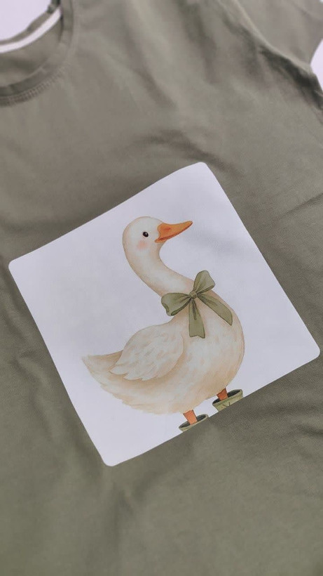 تیشرت زنانه نخ پنبه فری سایز طرح مرغابی