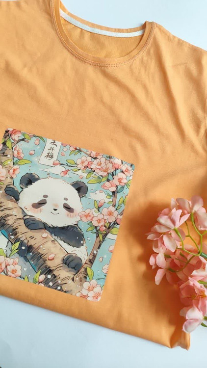 تیشرت زنانه نخ پنبه فری سایز طرح پاندا