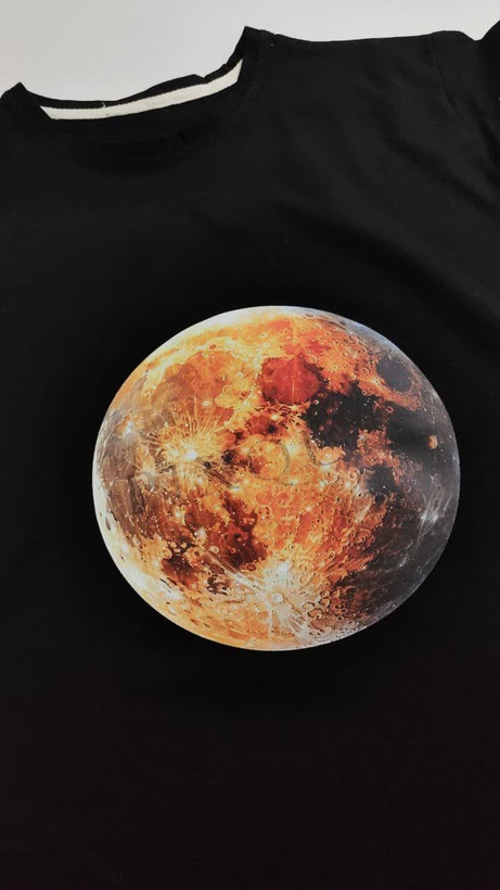 تیشرت زنانه نخ پنبه فری سایز طرح ماه و کهکشان