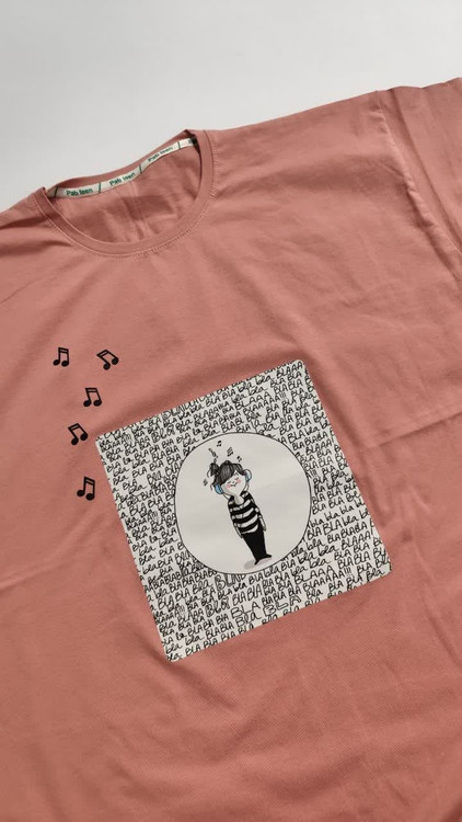 تیشرت زنانه نخ پنبه فری سایز طرح موسیقی