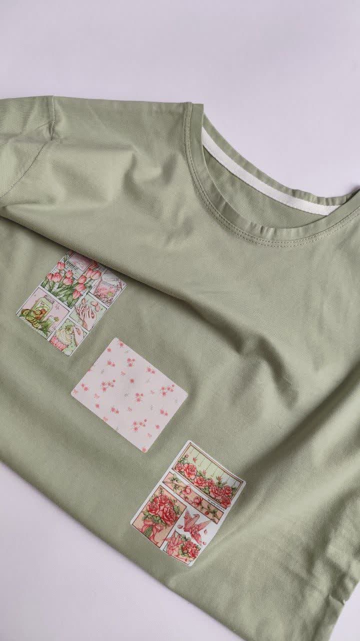 تیشرت زنانه نخ پنبه فری سایز طرح گل