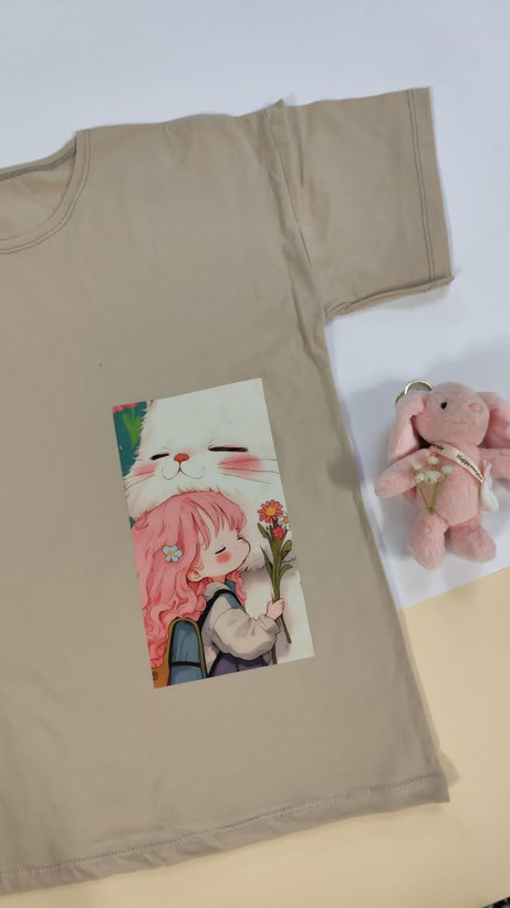 تیشرت زنانه نخ پنبه فری سایز طرح خرگوش