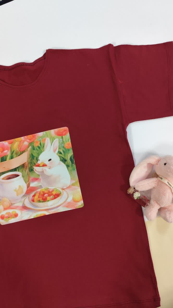 تیشرت زنانه نخ پنبه فری سایز طرح خرگوش