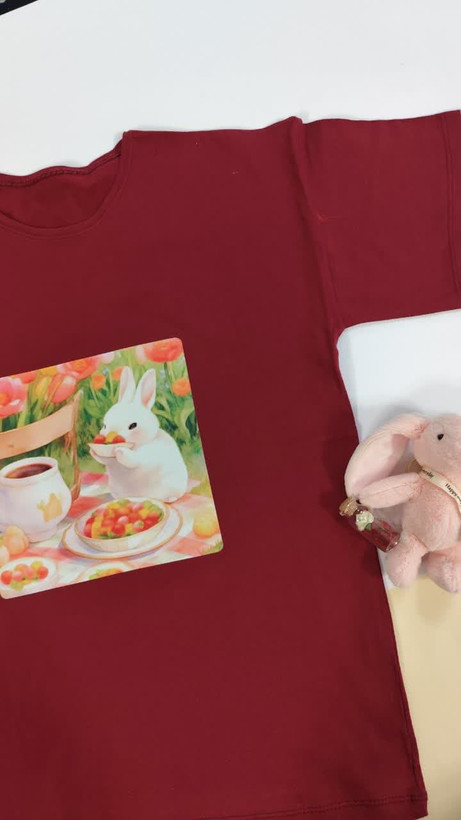 تیشرت زنانه نخ پنبه فری سایز طرح خرگوش