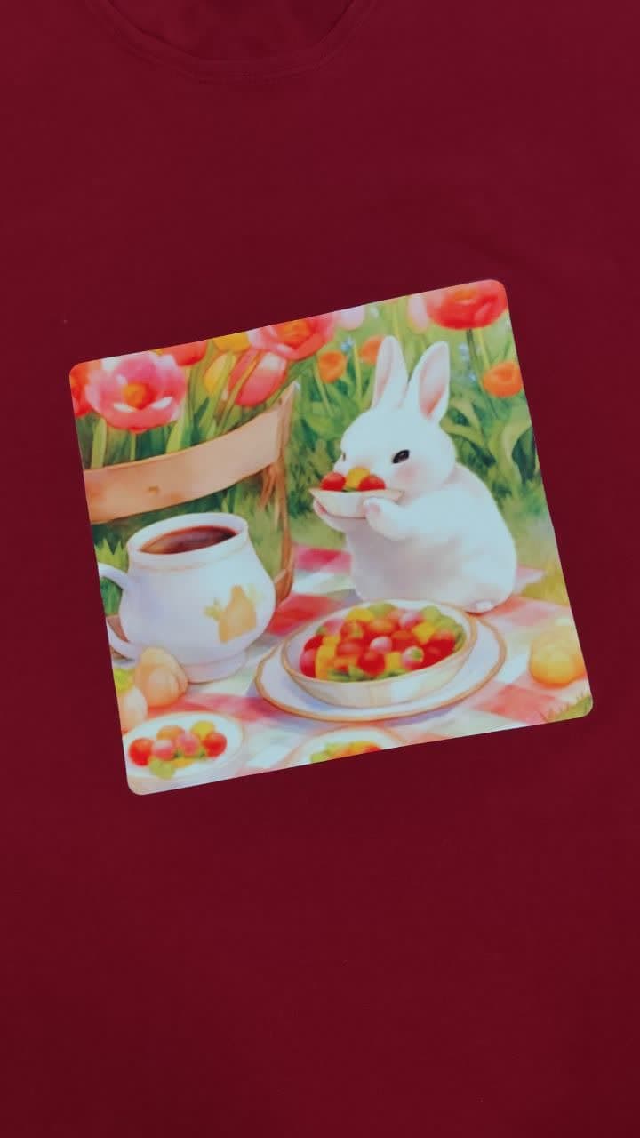 تیشرت زنانه نخ پنبه فری سایز طرح خرگوش