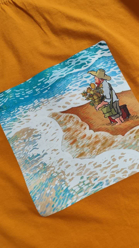 تیشرت زنانه نخ پنبه فری سایز طرح ونگوگ