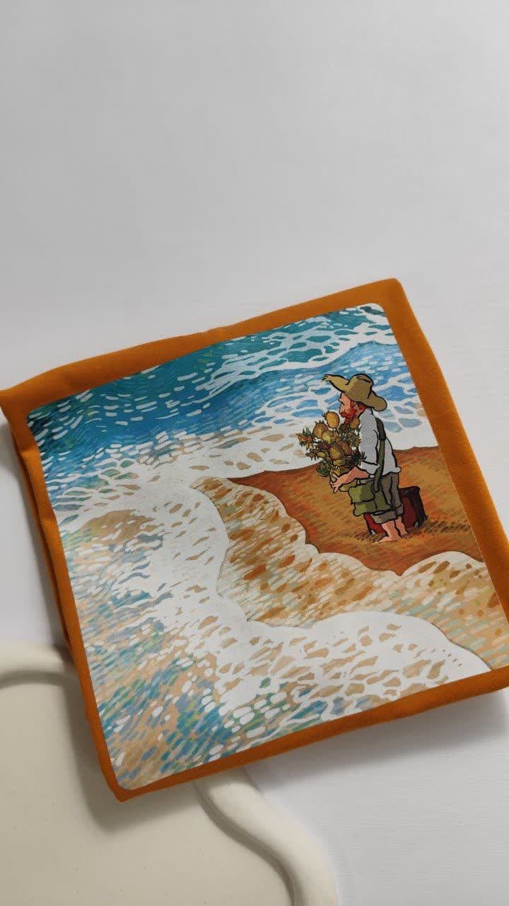 تیشرت زنانه نخ پنبه فری سایز طرح ونگوگ