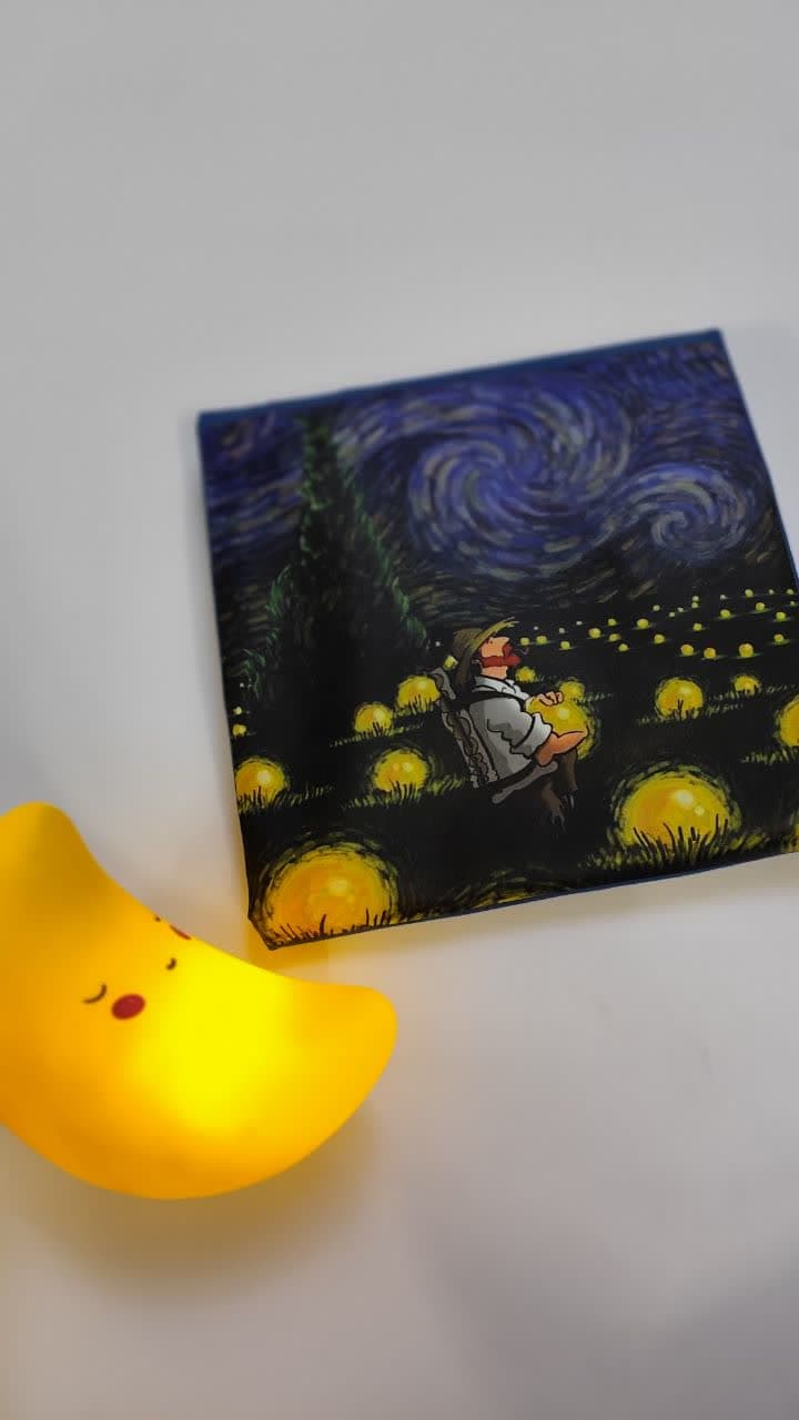 تیشرت زنانه نخ پنبه فری سایز طرح ونگوگ