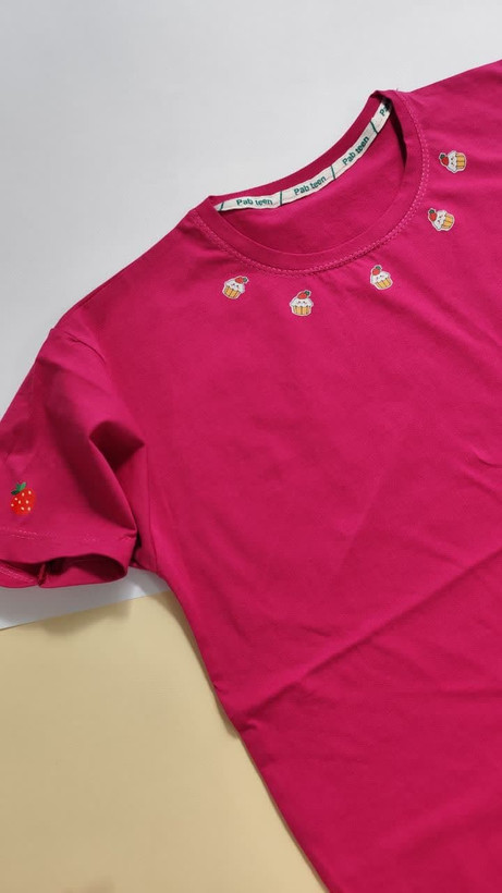 تیشرت زنانه نخ پنبه فری سایز طرح کاپ کیک