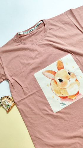 تیشرت زنانه نخ پنبه فری سایز طرح خرکوش