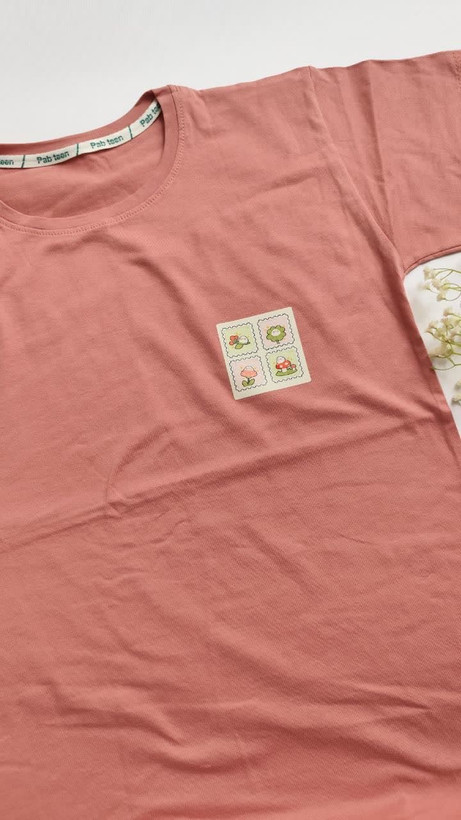 تیشرت زنانه نخ پنبه فری سایز طرح تمبر