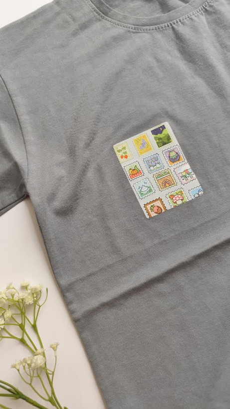 تیشرت زنانه نخ پنبه فری سایز کالکشن تمبر