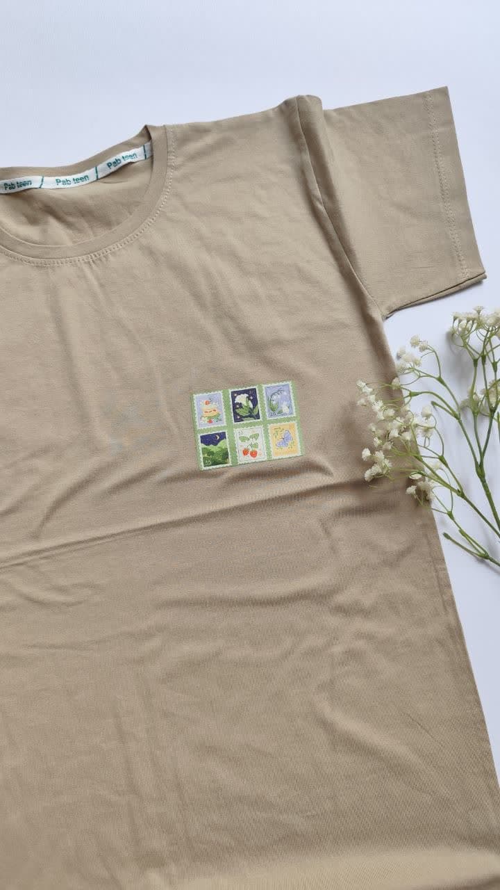 تیشرت زنانه نخ پنبه فری سایز طرح تمبر