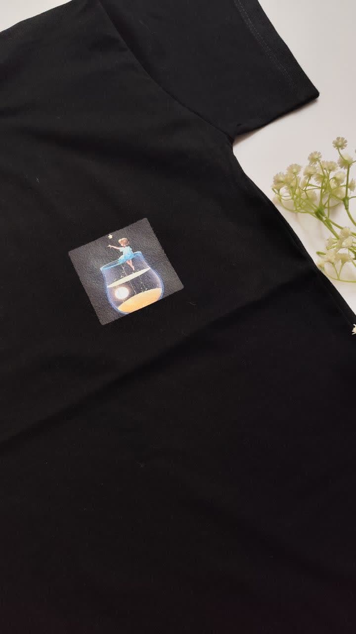 تیشرت زنانه نخ پنبه فری سایز طرح مهتاب