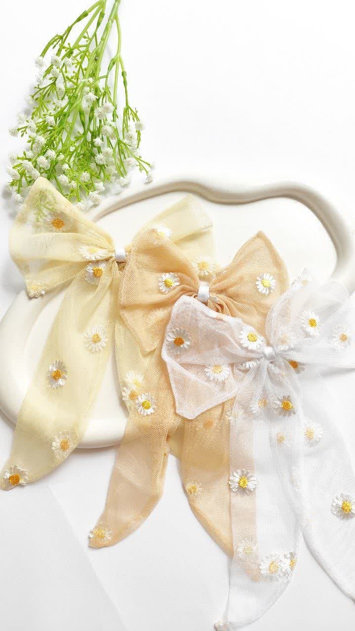 گیره مو زنانه طرح پاپیون و بابونه