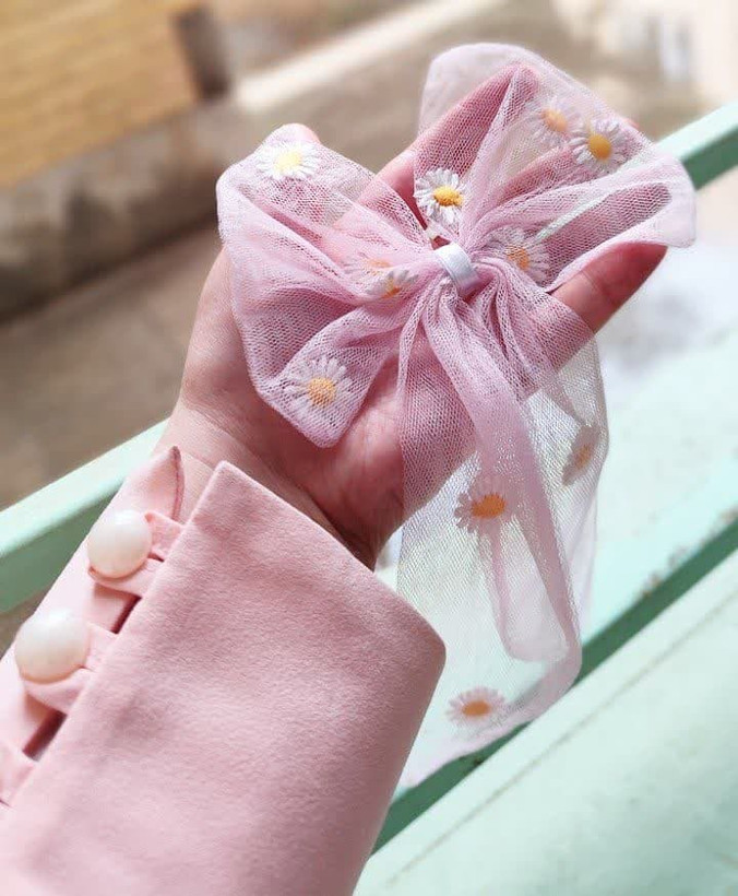 گیره مو زنانه طرح پاپیون و بابونه