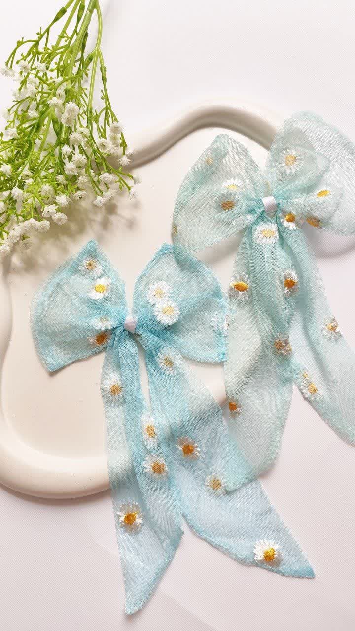 گیره مو زنانه طرح پاپیون و بابونه