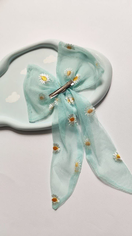 گیره مو زنانه طرح پاپیون و بابونه