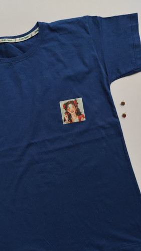 تیشرت زنانه نخ پنبه فری سایز طرح دختر کیوت