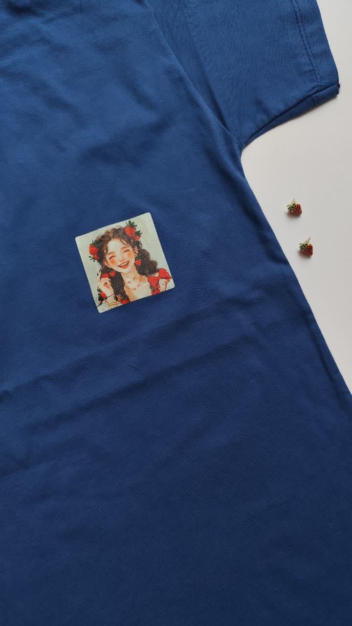 تیشرت زنانه نخ پنبه فری سایز طرح دختر کیوت