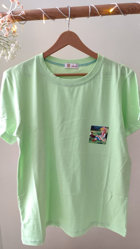 تیشرت زنانه نخ پنبه فری سایز طرح حنا در مزرعه