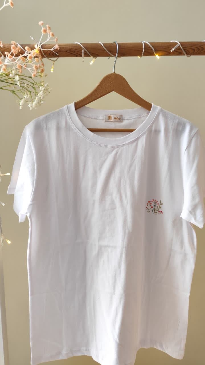 تیشرت زنانه نخ پنبه فری سایز طرح گل