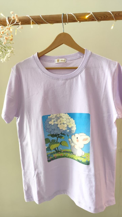 تیشرت زنانه نخ پنبه فری سایز طرح خرگوش