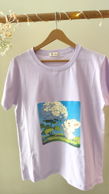 تیشرت زنانه نخ پنبه فری سایز طرح خرگوش