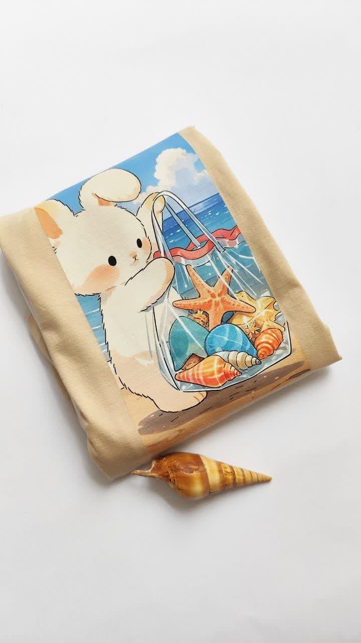 تیشرت زنانه نخ پنبه فری سایز طرح خرگوش