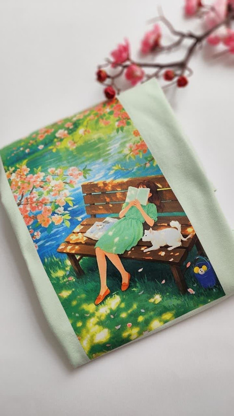 تیشرت زنانه نخ پنبه فری سایز طرح دختر در طبیعت