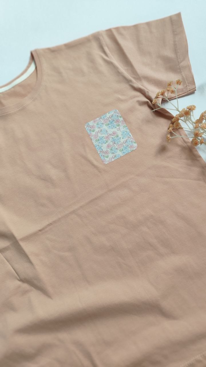 تیشرت زنانه نخ پنبه فری سایز طرح خرگوش و گل