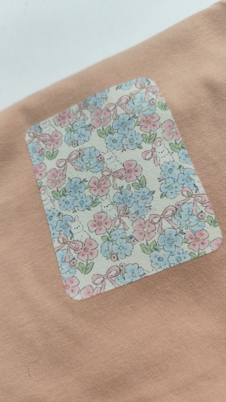 تیشرت زنانه نخ پنبه فری سایز طرح خرگوش و گل