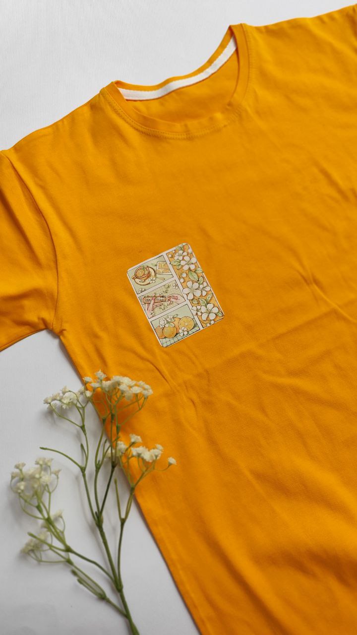 تیشرت زنانه نخ پنبه فری سایز طرح بهار نارنج