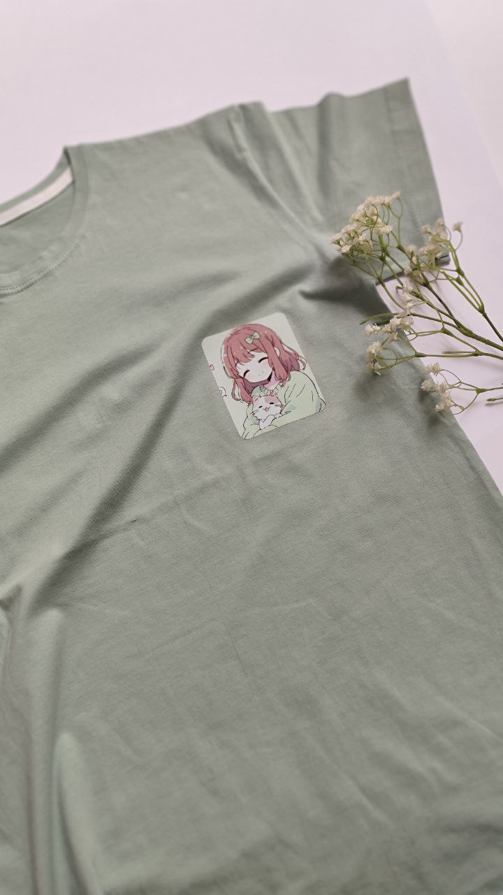 تیشرت زنانه نخ پنبه فری سایز طرح دختر کیوت