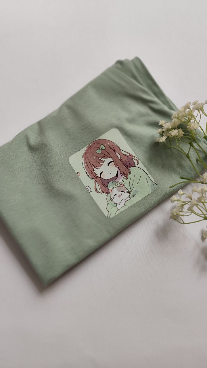 تیشرت زنانه نخ پنبه فری سایز طرح دختر کیوت