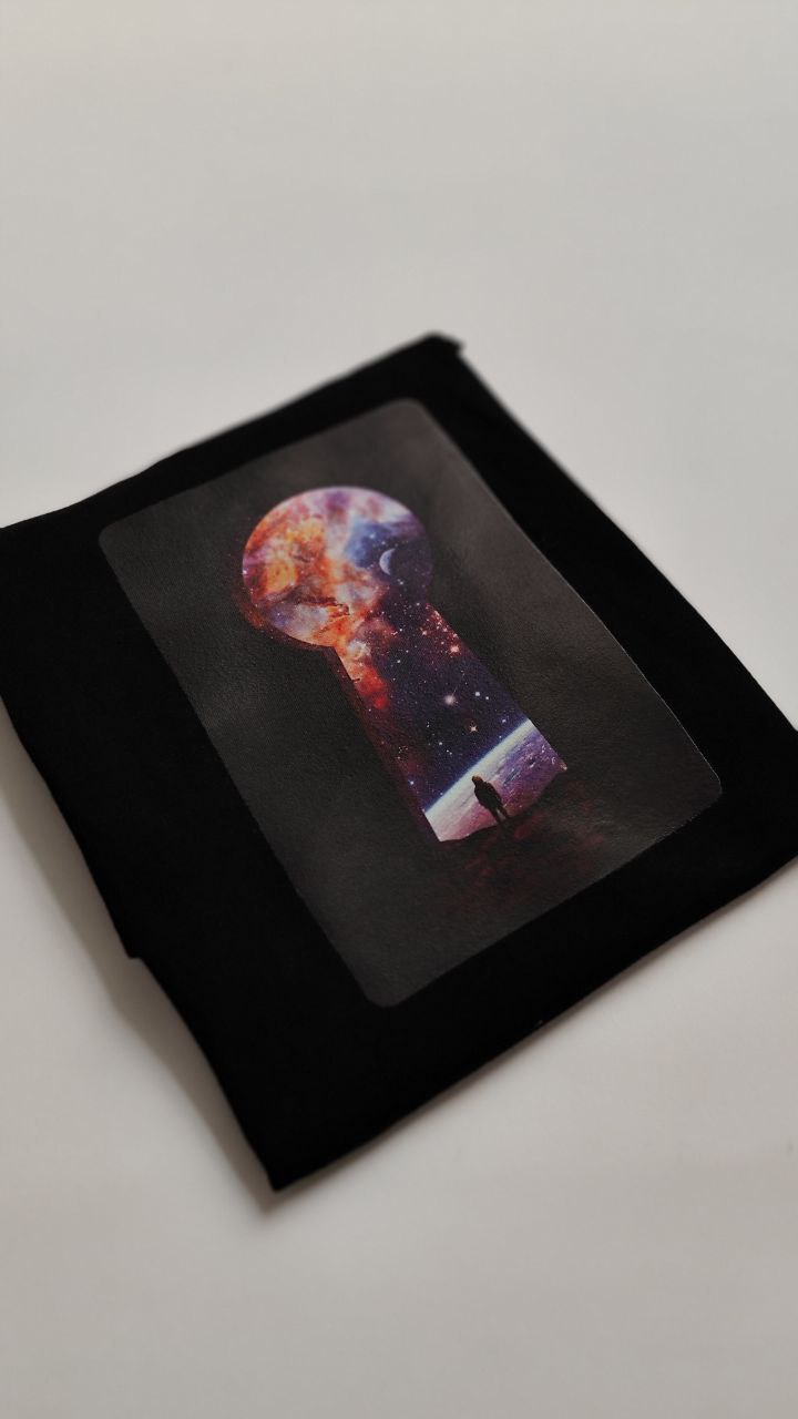 تیشرت زنانه نخ پنبه فری سایز طرح قفل و کهکشان