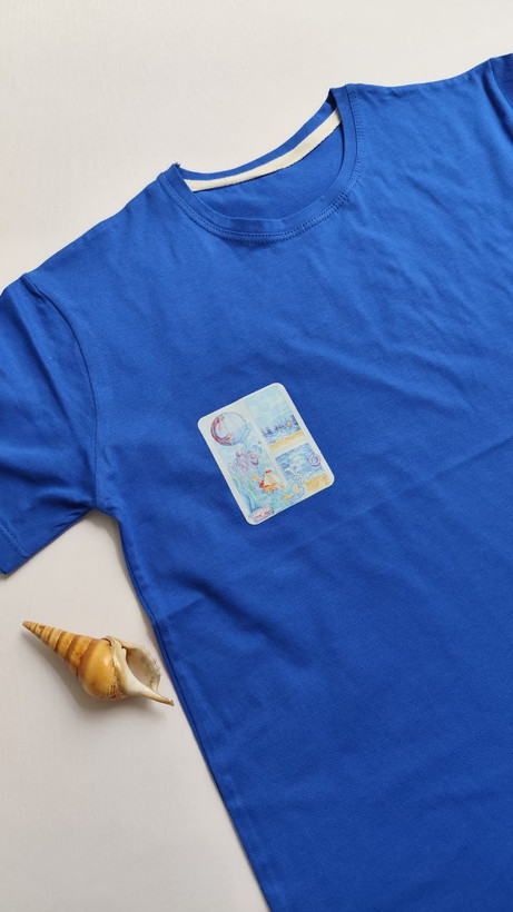 تیشرت زنانه نخ پنبه فری سایز طرح عروس دریایی و صدف