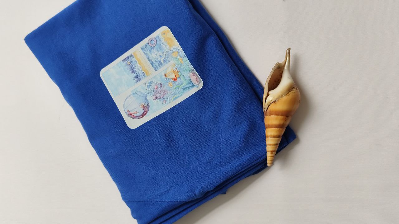 تیشرت زنانه نخ پنبه فری سایز طرح عروس دریایی و صدف