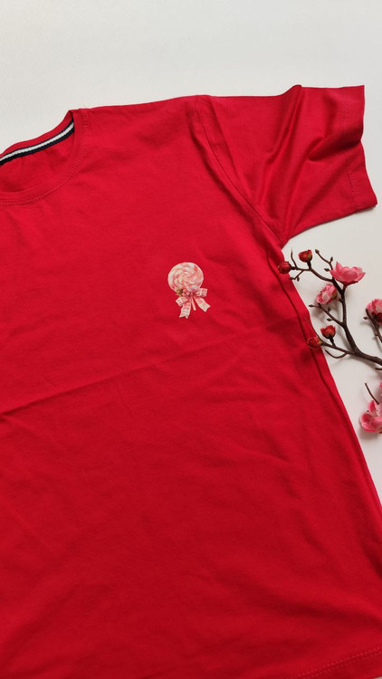 تیشرت زنانه نخ پنبه فری سایز طرح آبنبات چوبی