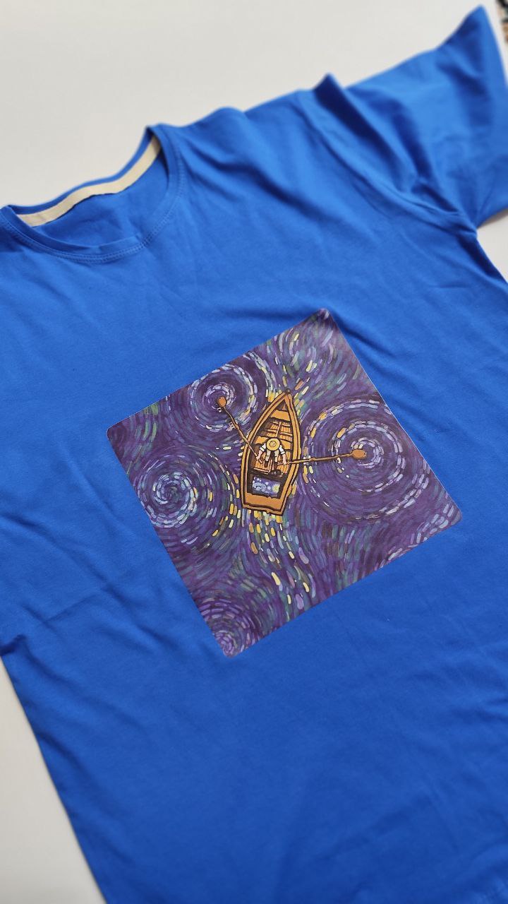 تیشرت زنانه نخ پنبه فری سایز طرح ونگوگ