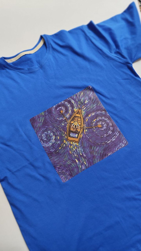 تیشرت زنانه نخ پنبه فری سایز طرح ونگوگ